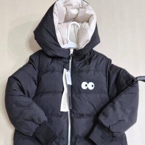 [NEW] nununu Kids, Boys, Reversible Side Eye Down Coat, Black/White, 6-7 Y